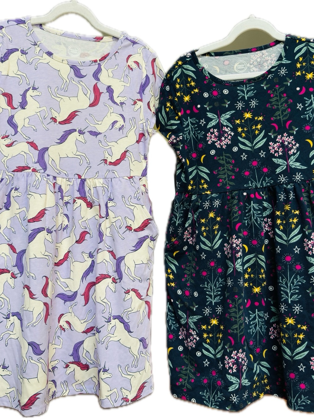 Gymboree Lavender Unicorn & Navy Floral Short Sleeve Dresses